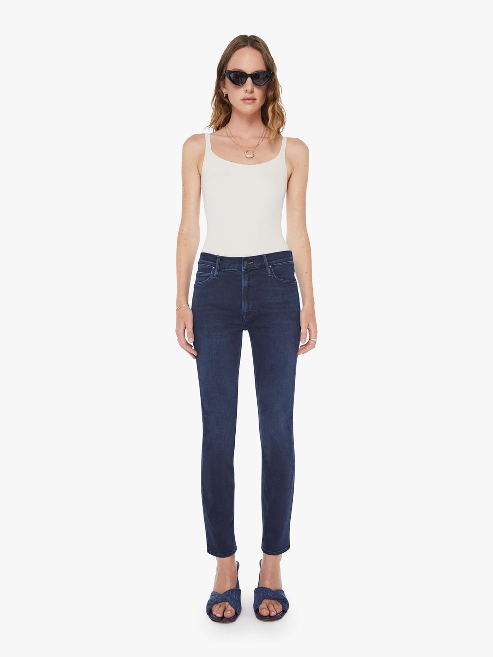 MOTHER Navy Straight-Leg Jeans